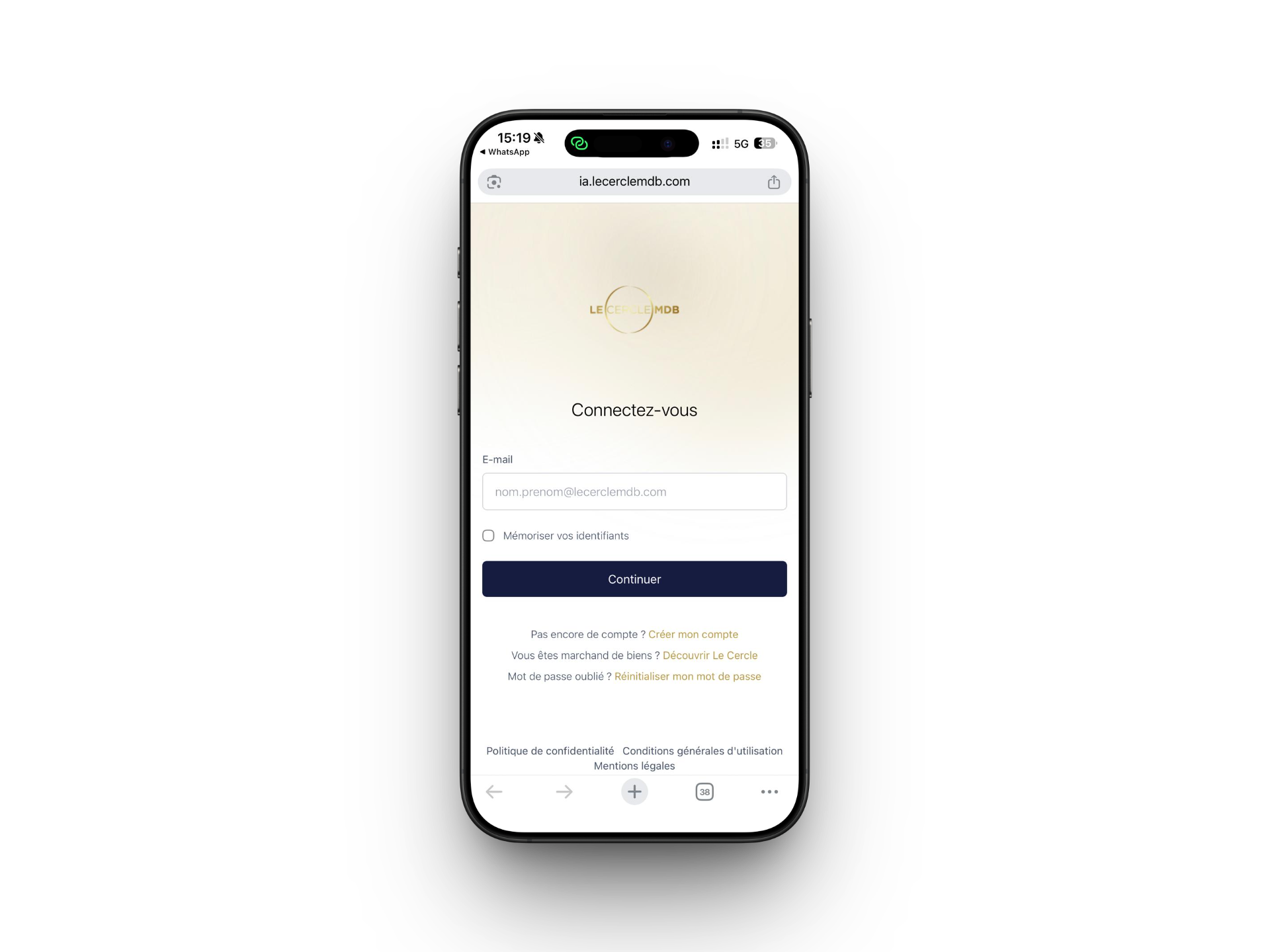 Interface de connexion mobile